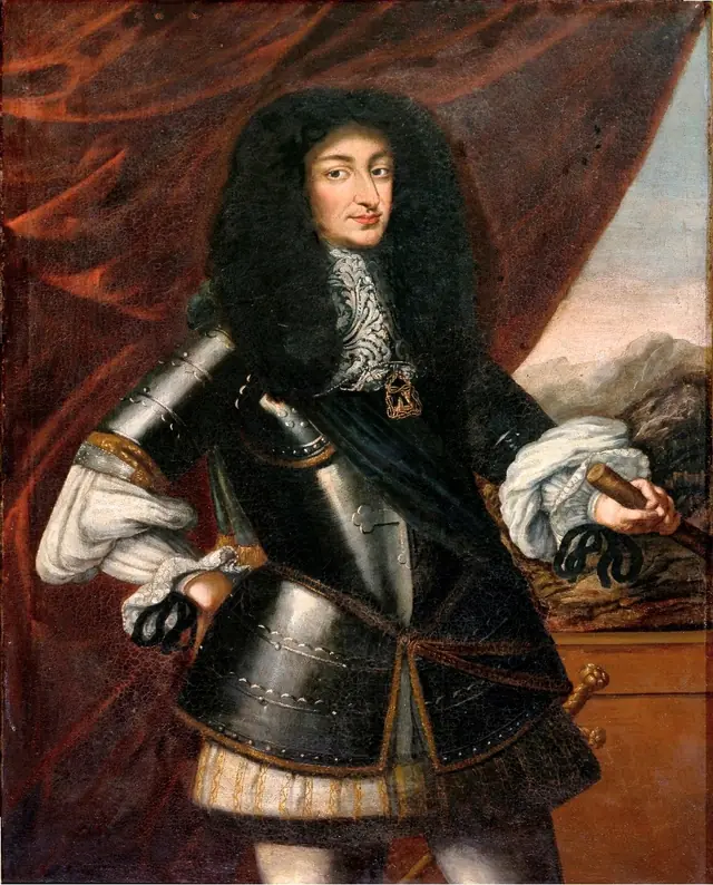 Pintor desconhecido, Carlos Emanuel II, duque de Savoia, séc. XVII · Catalogo generale dei Beni Culturali · Domínio público (`File:Charles Emmanuel II, Duke of Savoy.png`).