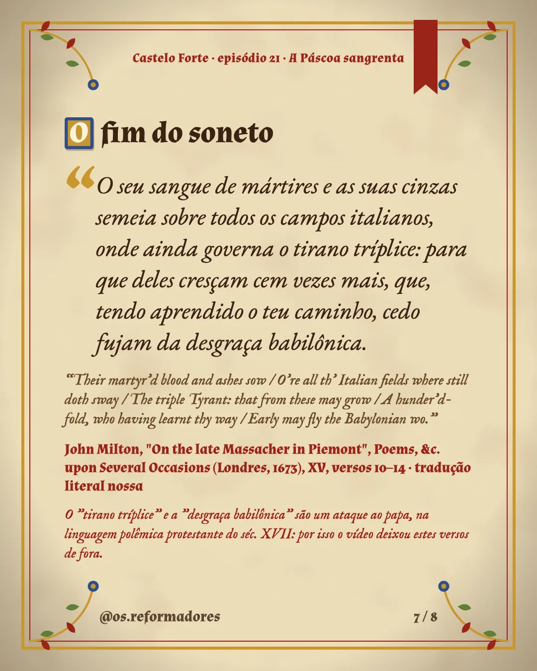 Cartão 7 do resumo de A Páscoa sangrenta