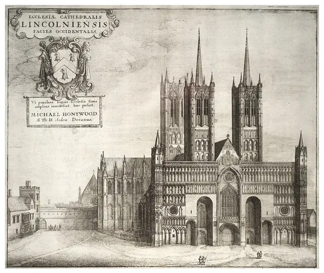 A catedral de Lincoln. Wenceslaus Hollar, séc. XVII · Univ. de Toronto · Domínio público.