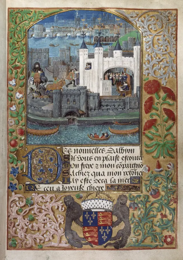 A Torre de Londres, c. 1500. British Library, Royal MS 16 F II, f. 73 · CC0.