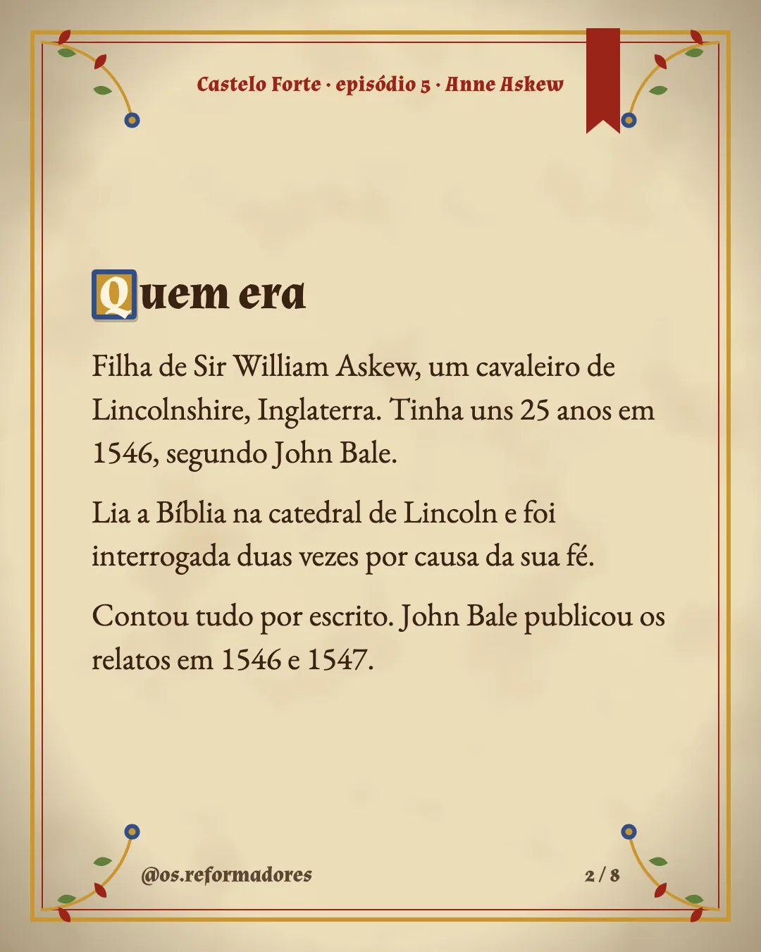 Cartão 2 do resumo de Anne Askew