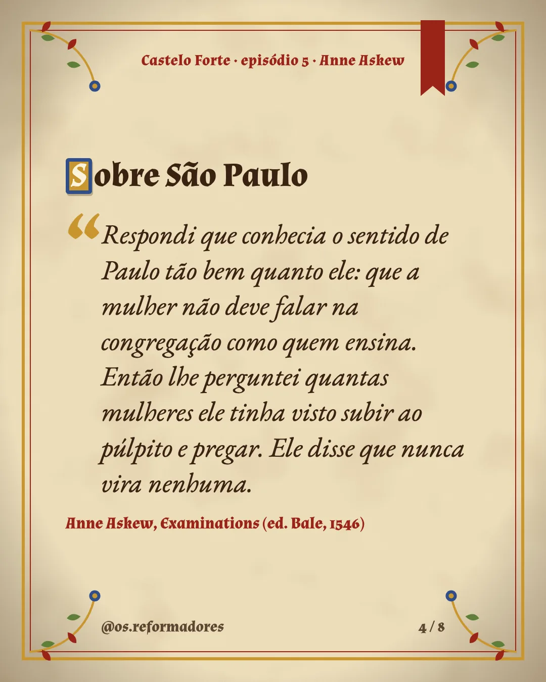 Cartão 4 do resumo de Anne Askew
