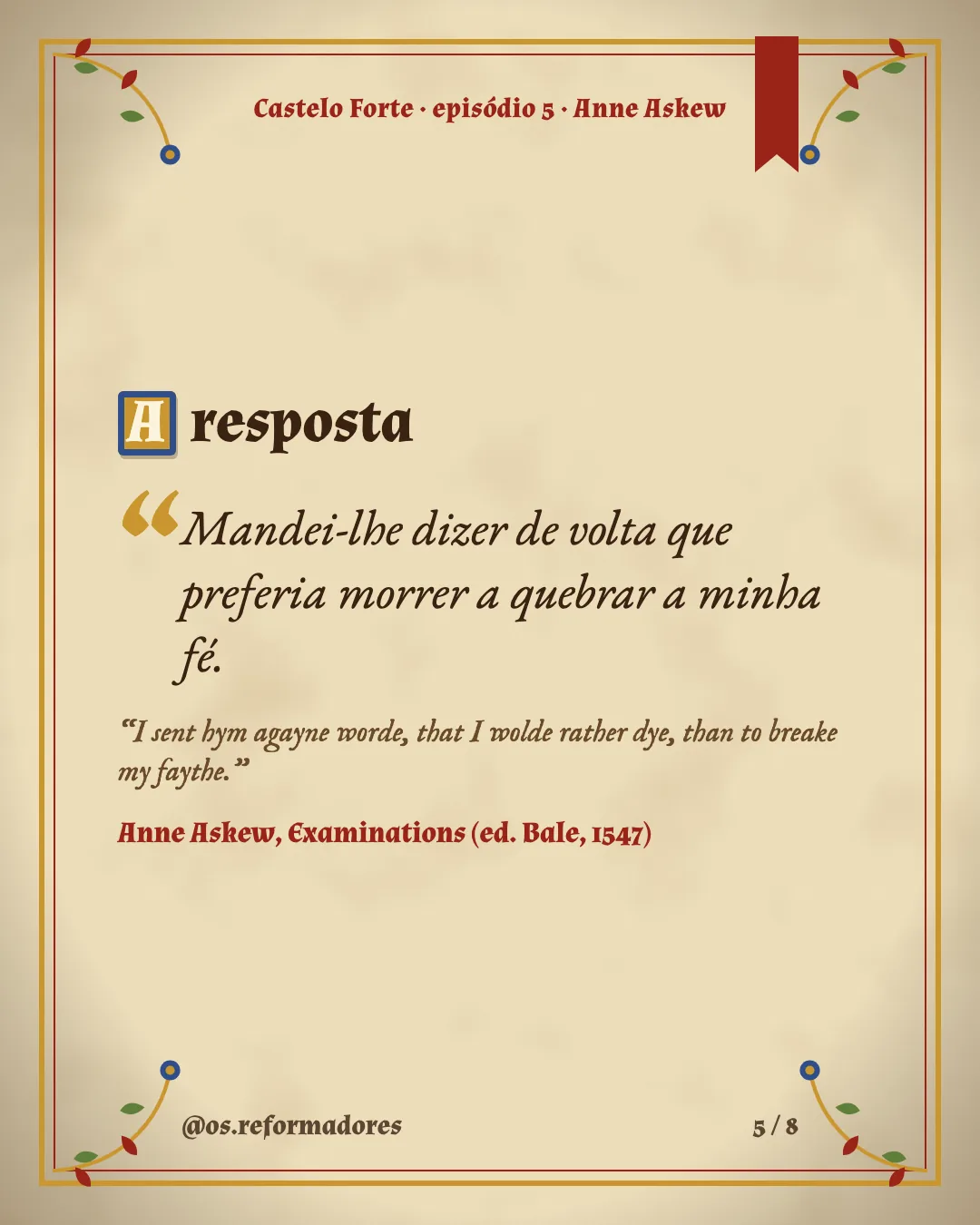 Cartão 5 do resumo de Anne Askew