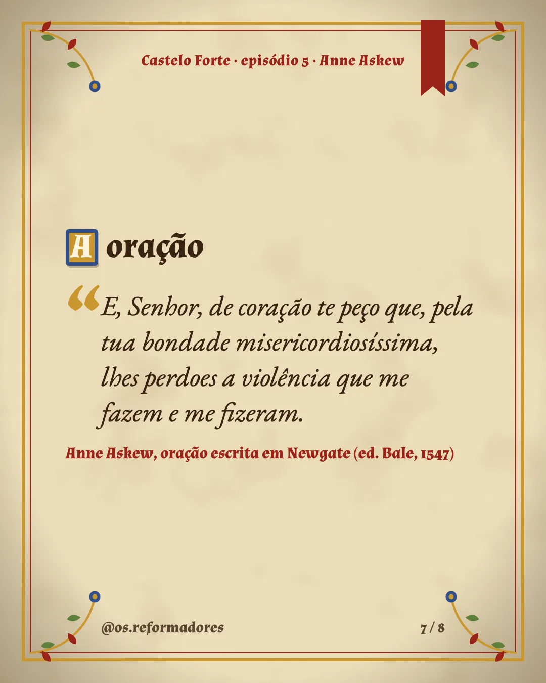 Cartão 7 do resumo de Anne Askew