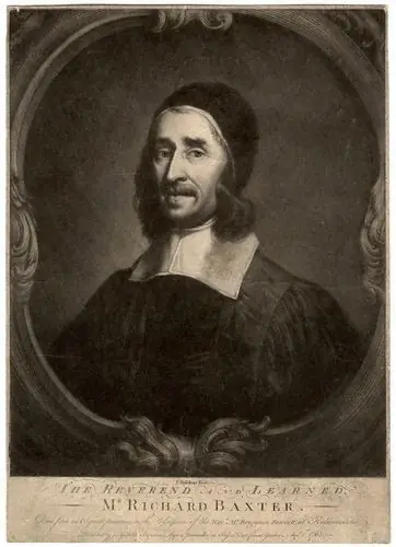 Jonathan Spilsbury segundo John Riley, Richard Baxter, mezzotinta, 1763 · Domínio público (`File:Richard Baxter by Riley.jpg`, 362 × 500).