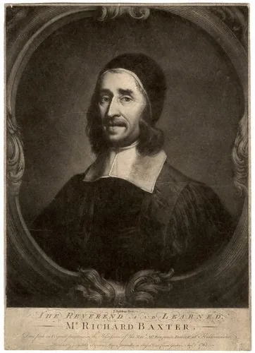 Jonathan Spilsbury segundo John Riley, Richard Baxter, mezzotinta, 1763 · Domínio público (`File:Richard Baxter by Riley.jpg`, 362 × 500).