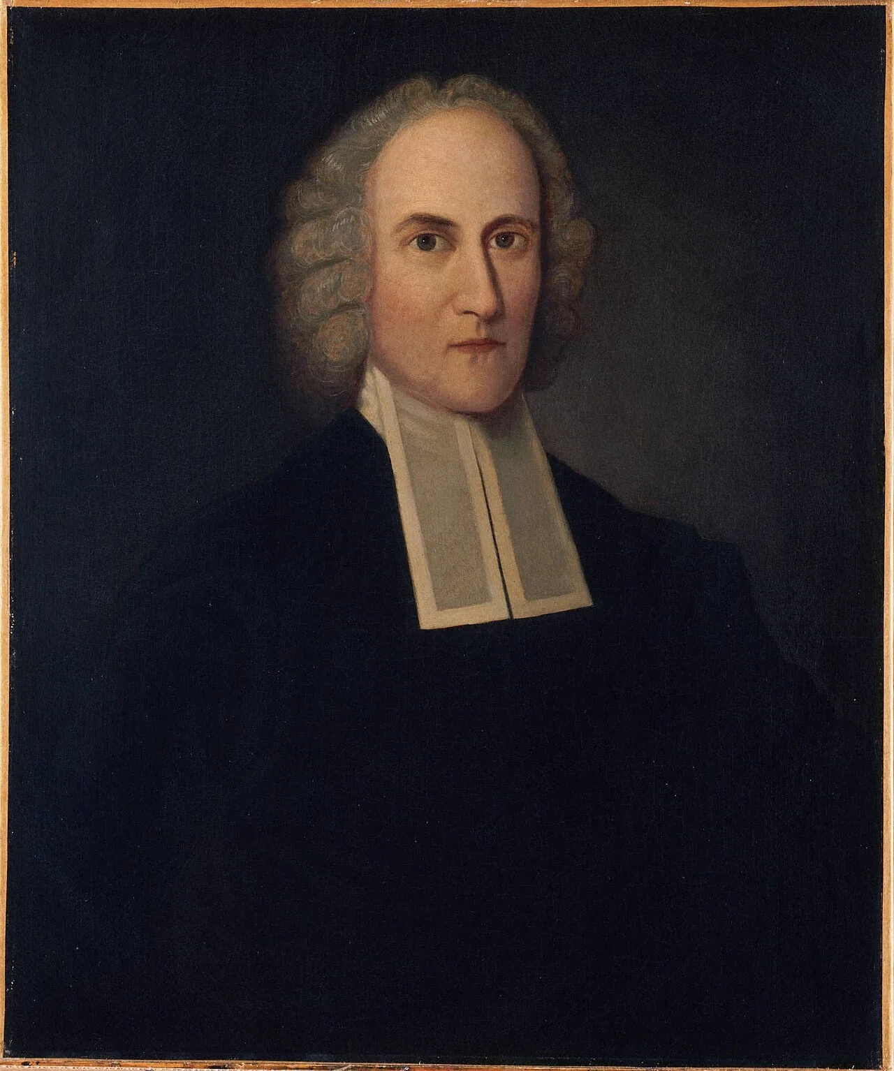 Jonathan Edwards, por H. A. Loop (1860) segundo Joseph Badger · Princeton University Art Museum · Domínio público (`File:Jonathan Edwards (Princeton Portrait).jpg`).