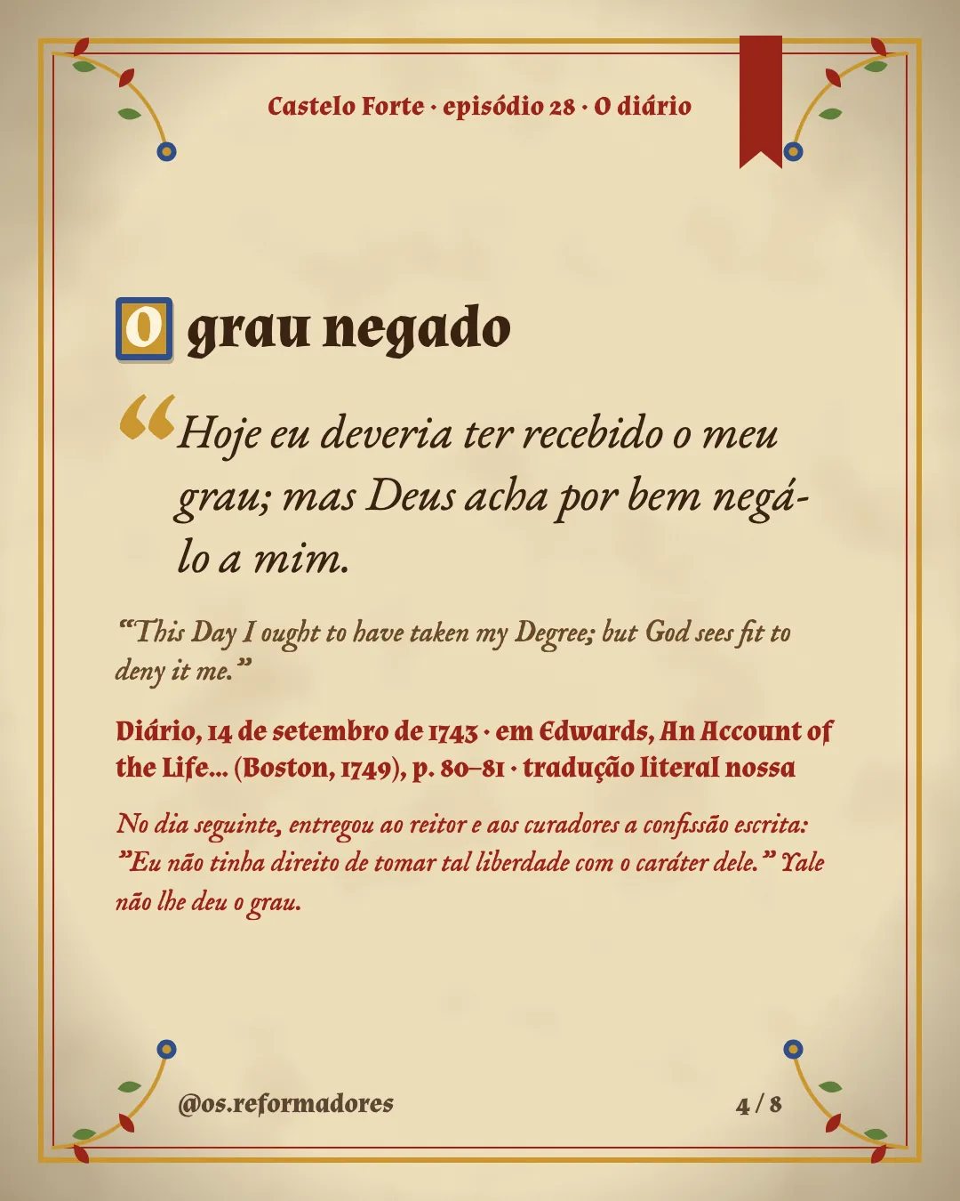 Cartão 4 do resumo de O diário