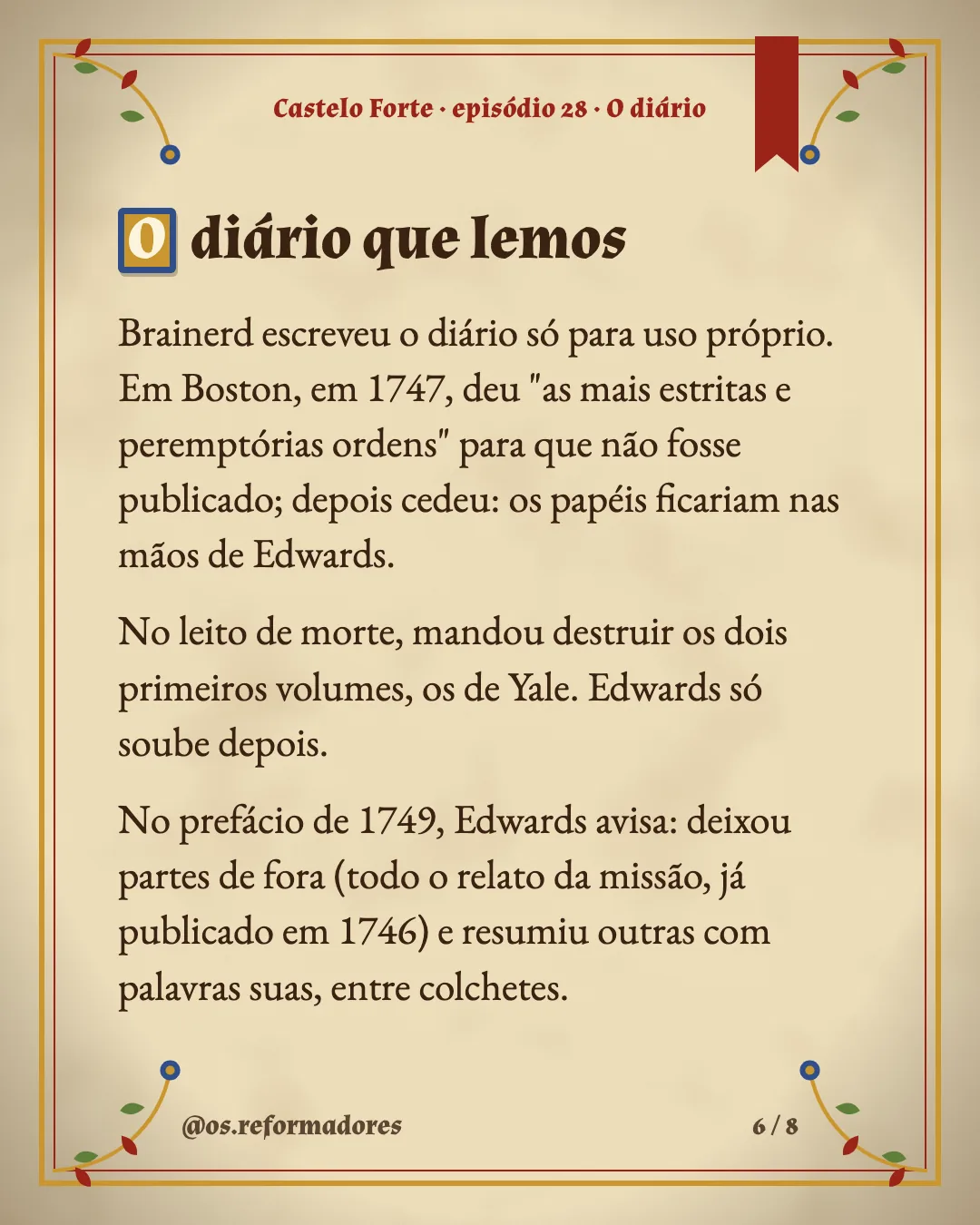 Cartão 6 do resumo de O diário