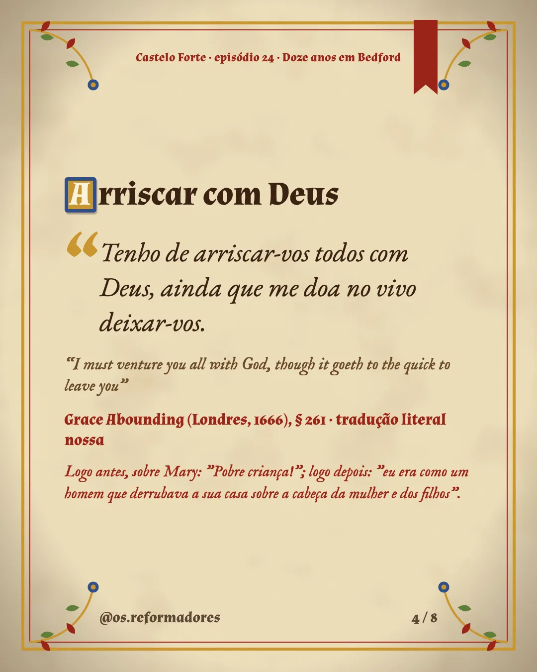 Cartão 4 do resumo de Doze anos em Bedford