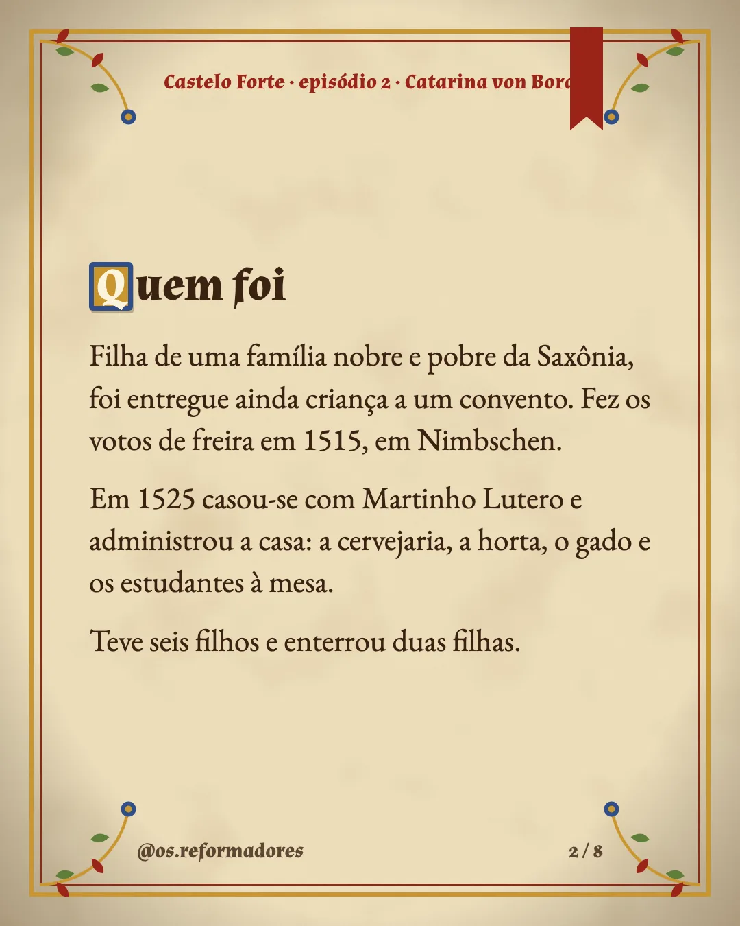 Cartão 2 do resumo de Catarina von Bora