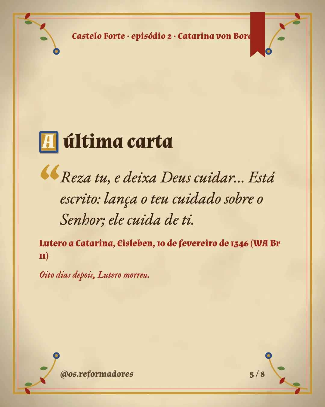 Cartão 5 do resumo de Catarina von Bora