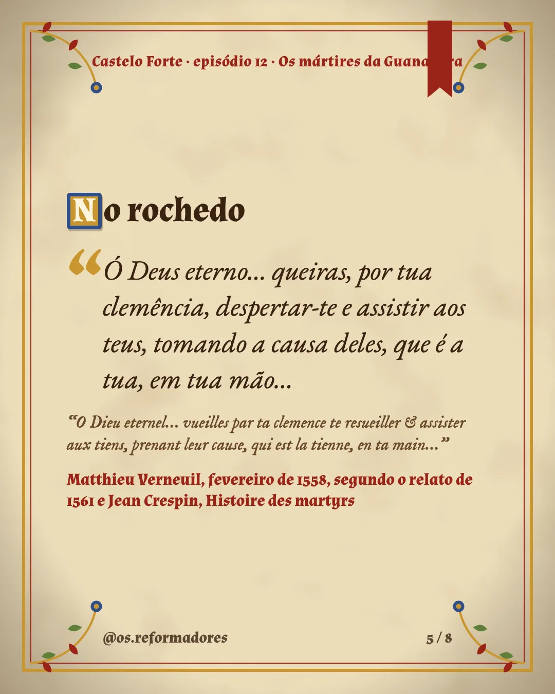 Cartão 5 do resumo de Os mártires da Guanabara