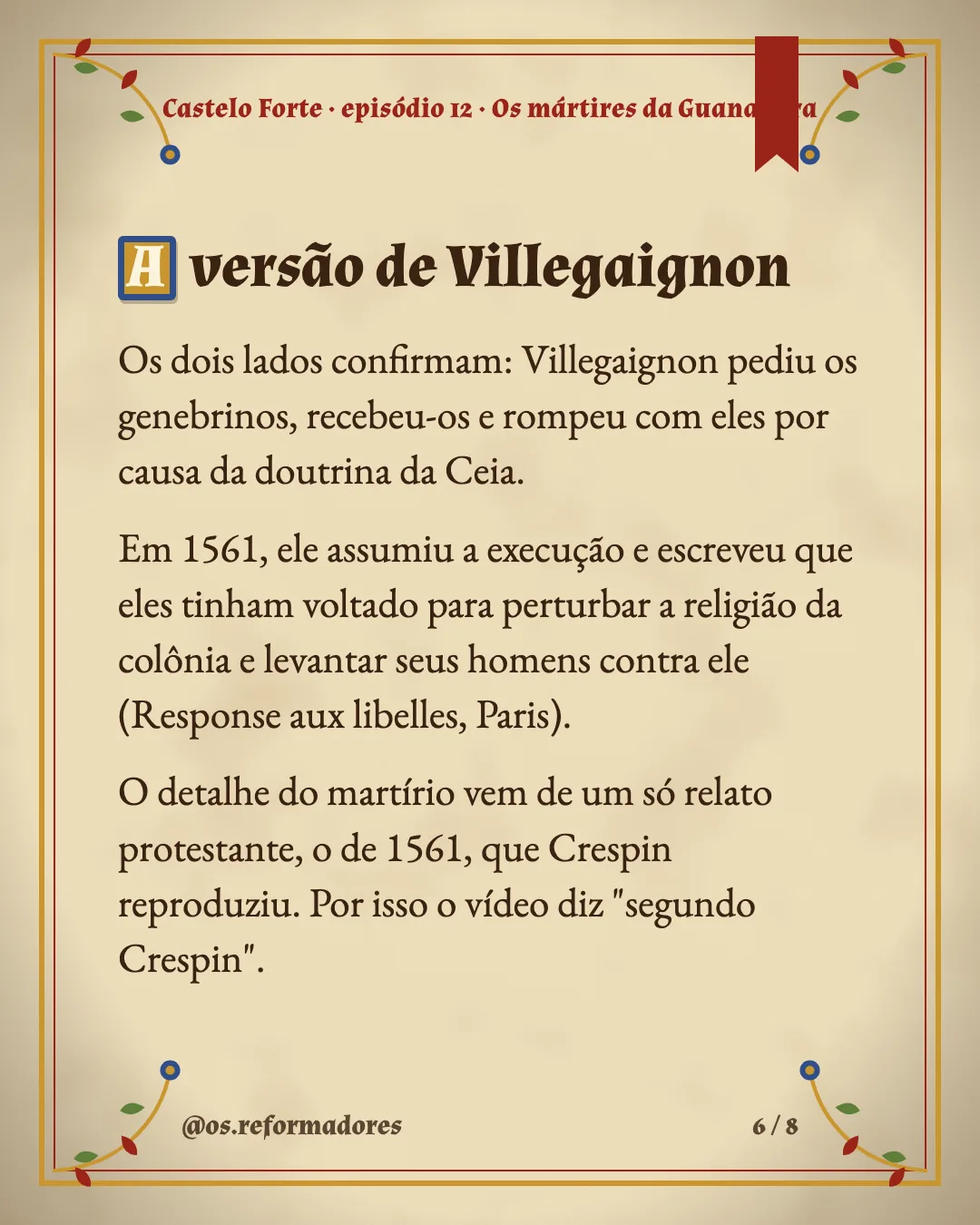 Cartão 6 do resumo de Os mártires da Guanabara