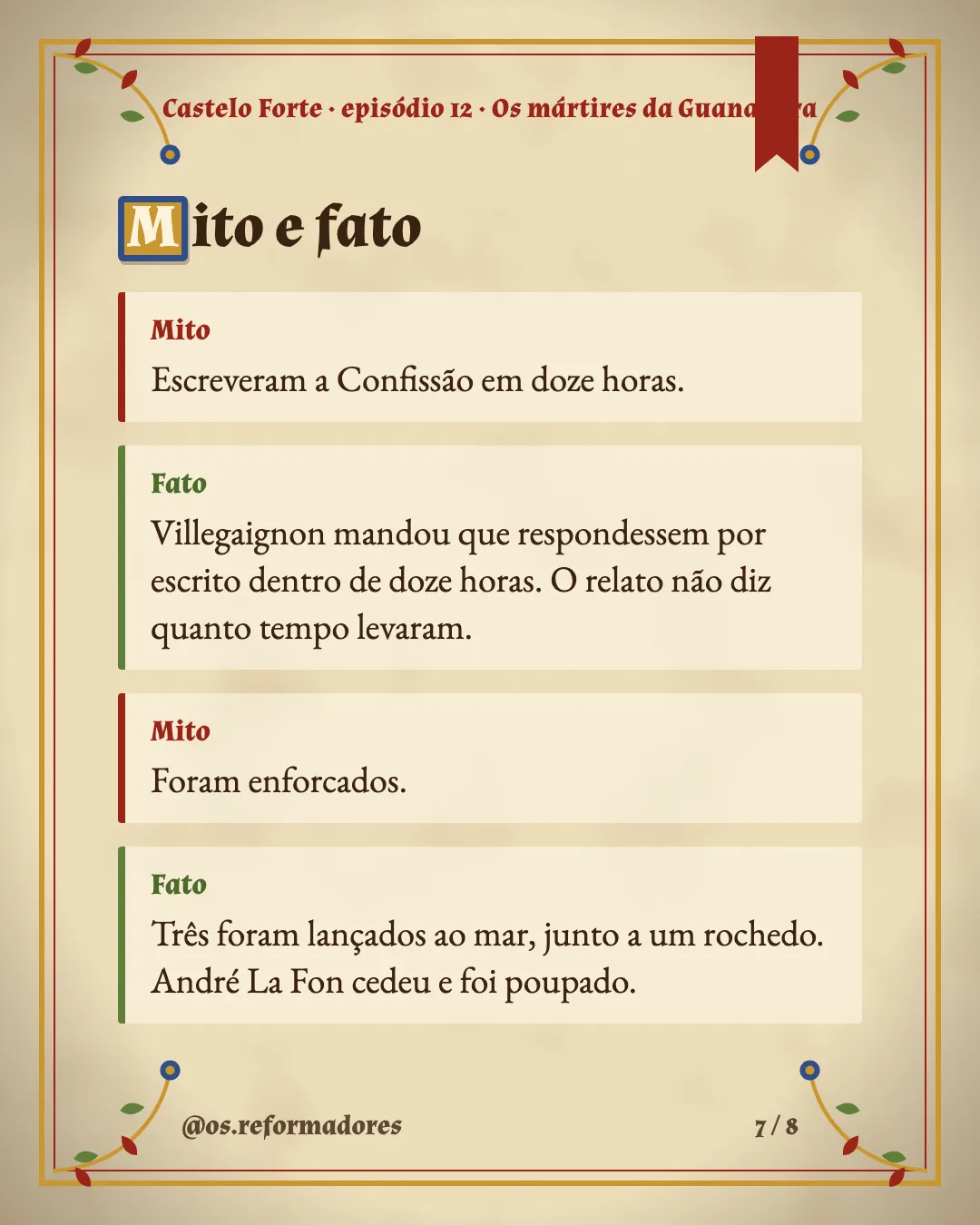 Cartão 7 do resumo de Os mártires da Guanabara
