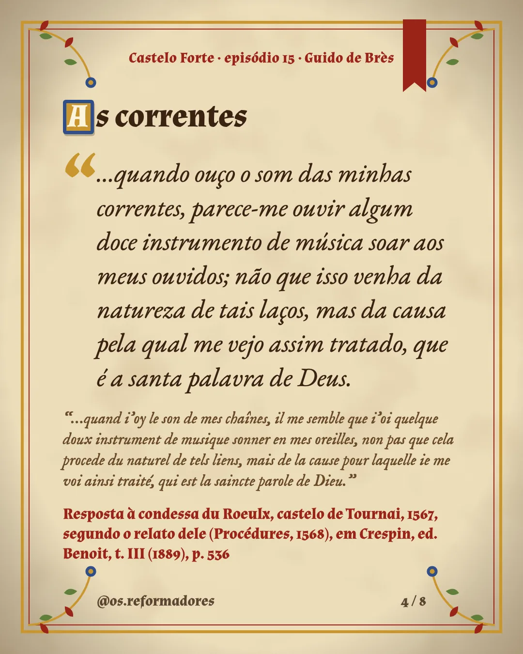 Cartão 4 do resumo de Guido de Brès
