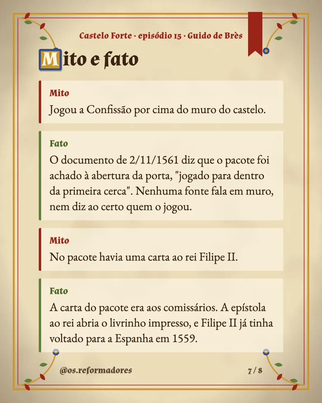 Cartão 7 do resumo de Guido de Brès