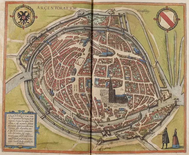 Estrasburgo. Braun & Hogenberg, Civitates Orbis Terrarum (ed. 1582) · UB Heidelberg · Domínio público.