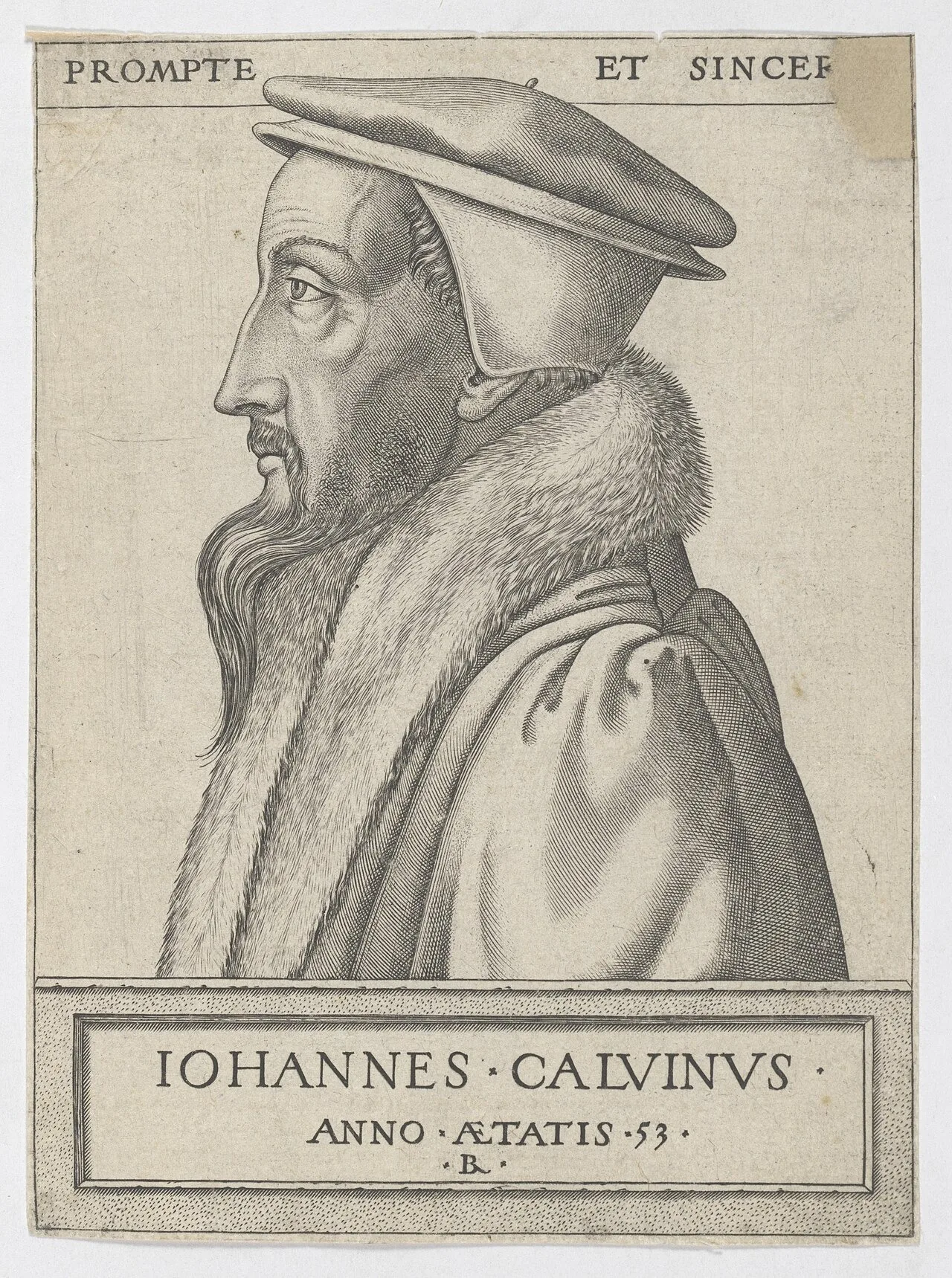 João Calvino aos 53 anos, 1562. René Boyvin · Bibliothèque de Genève · Domínio público.