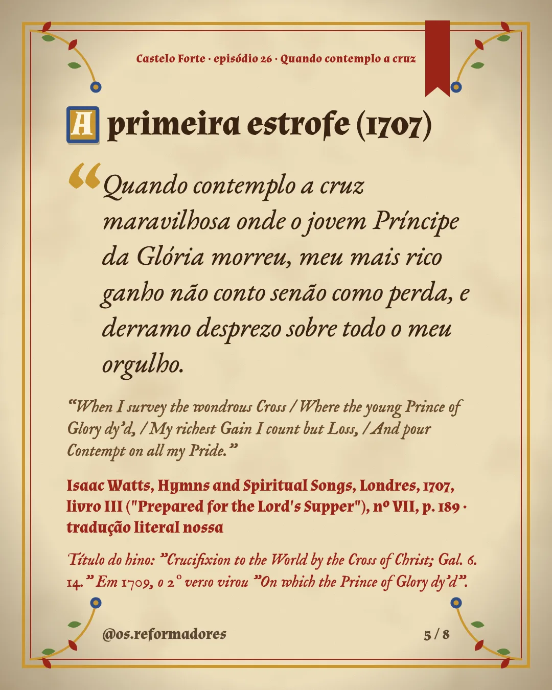 Cartão 5 do resumo de Quando contemplo a cruz
