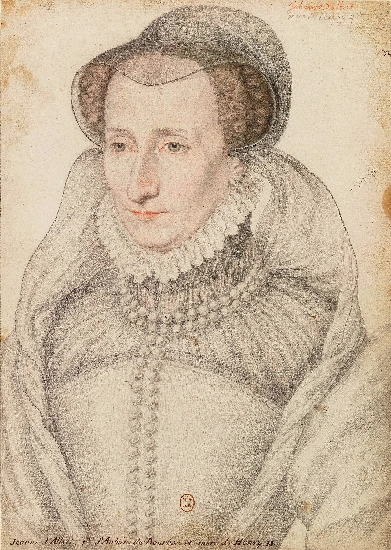 Joana d'Albret. Oficina de François Clouet, anos 1560 · BnF · Domínio público.