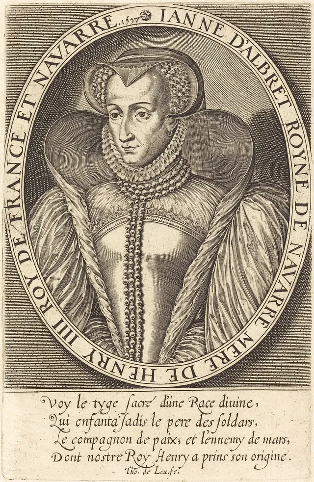 Joana d'Albret. Thomas de Leu, gravura, 1597 · National Gallery of Art · CC0.