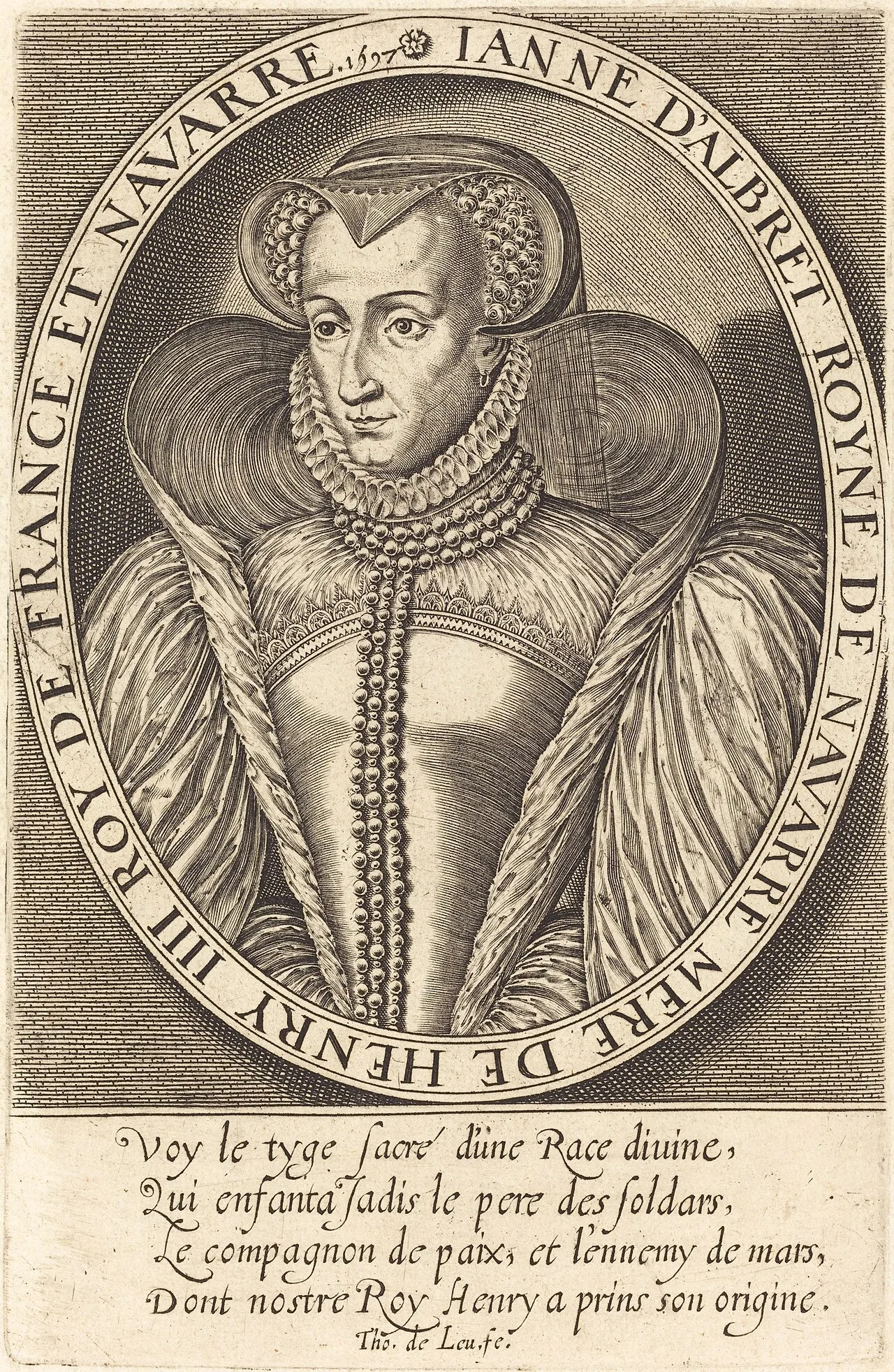 Joana d'Albret. Thomas de Leu, gravura, 1597 · National Gallery of Art · CC0.