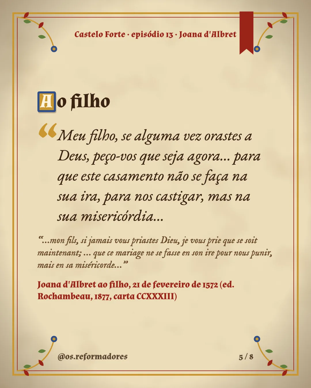 Cartão 5 do resumo de Joana d'Albret