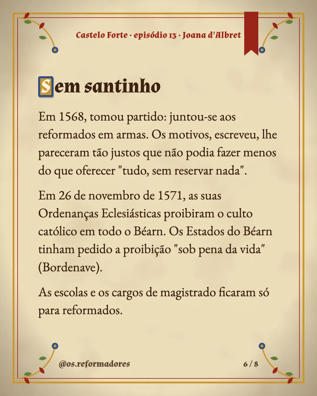 Cartão 6 do resumo de Joana d'Albret