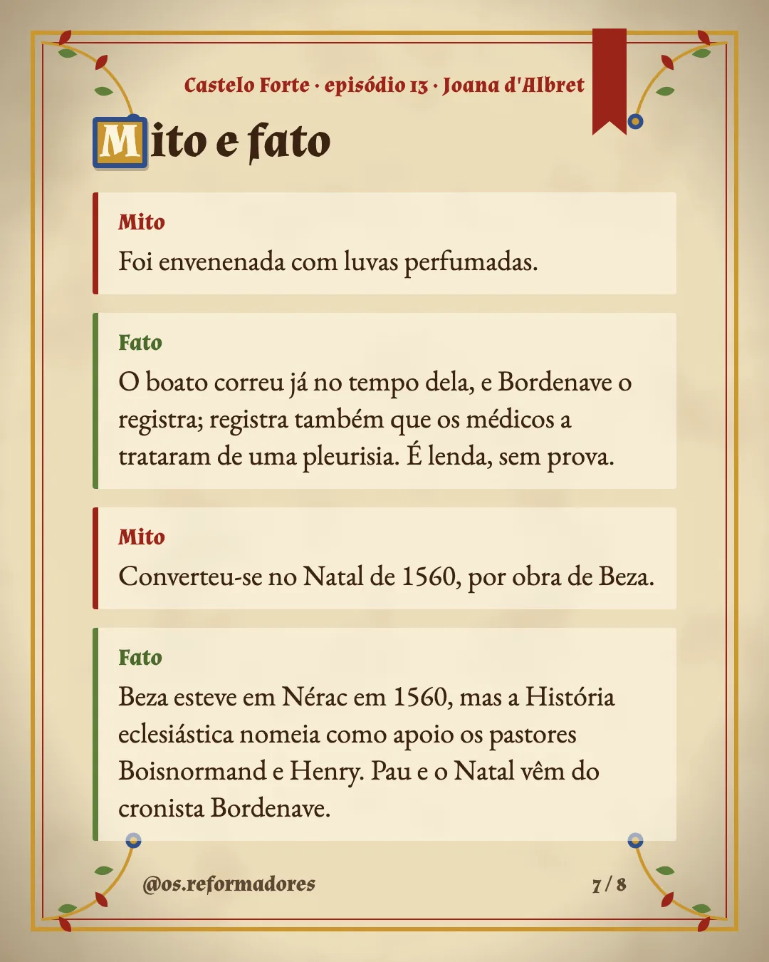 Cartão 7 do resumo de Joana d'Albret