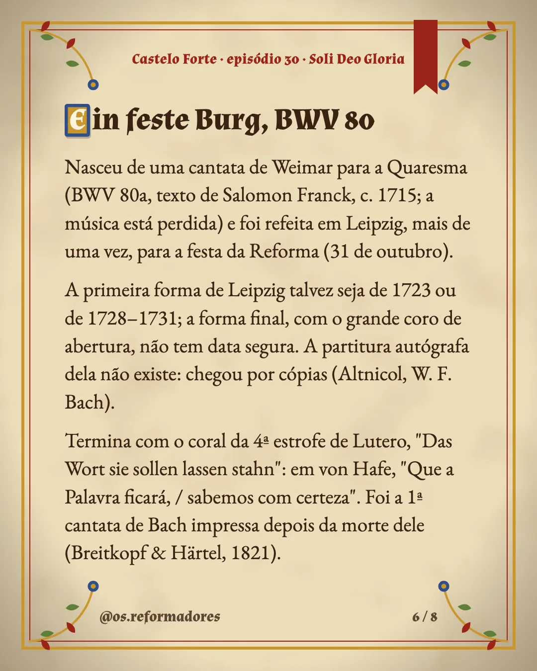 Cartão 6 do resumo de Soli Deo Gloria