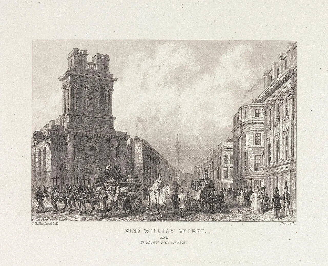 King William Street e St Mary Woolnoth, Londres, gravura de John Woods, 1840 · Yale Center for British Art · CC0 (`File:John Woods - King William Street and St Mary Woolnoth - B1977.14.15668 - Yale Center for British Art.jpg`). Newton foi reitor de St Mary Woolnoth de 1780 a 1807.