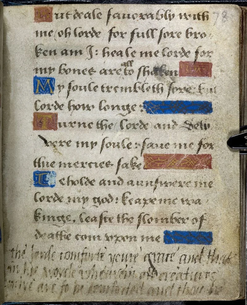 Livro de orações tradicionalmente identificado como o que ela levou ao cadafalso. British Library, Harley MS 2342 · Domínio público.