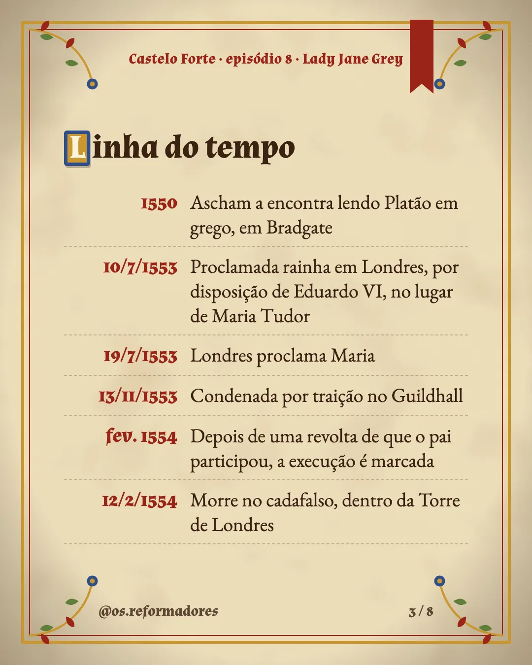 Cartão 3 do resumo de Lady Jane Grey