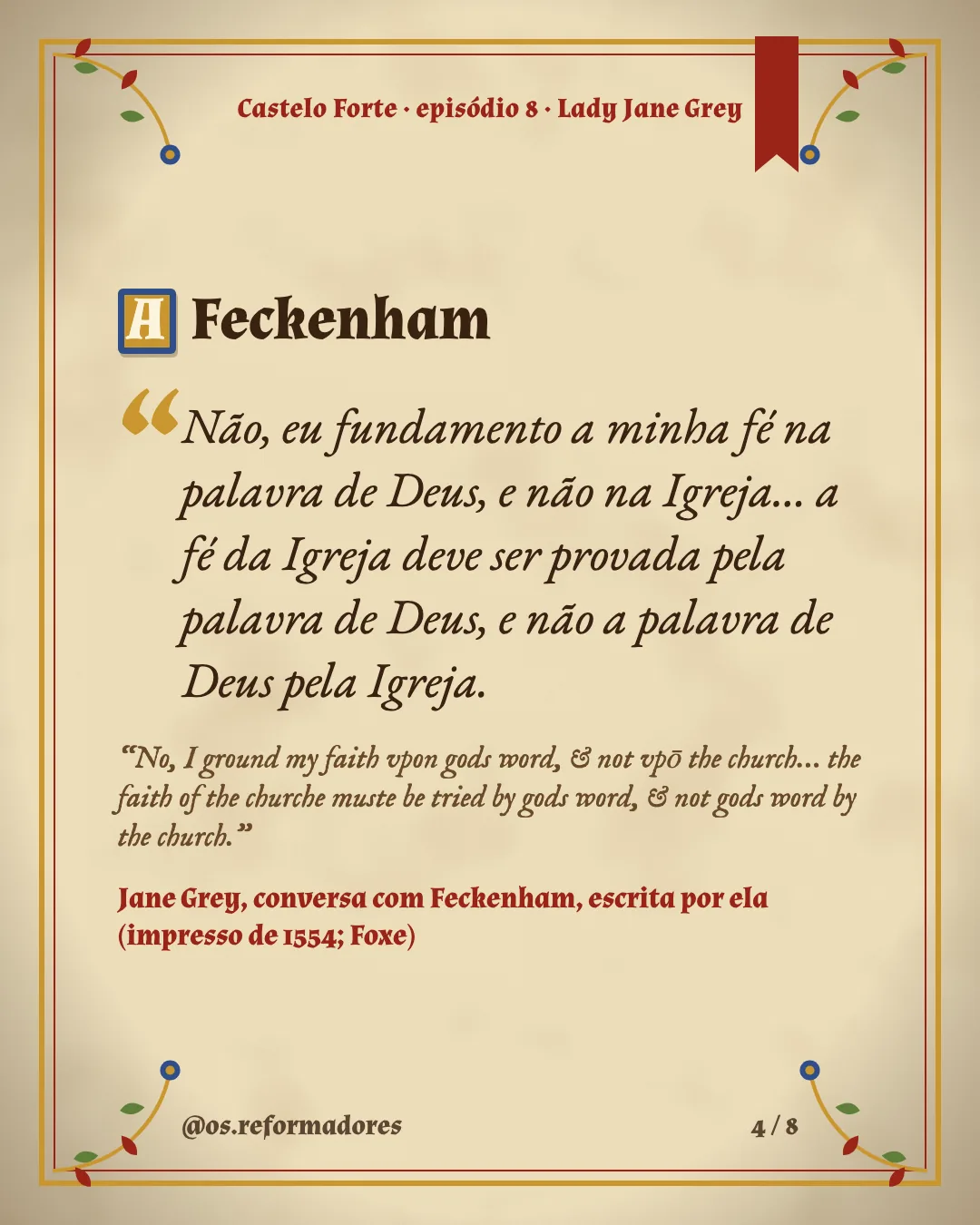 Cartão 4 do resumo de Lady Jane Grey