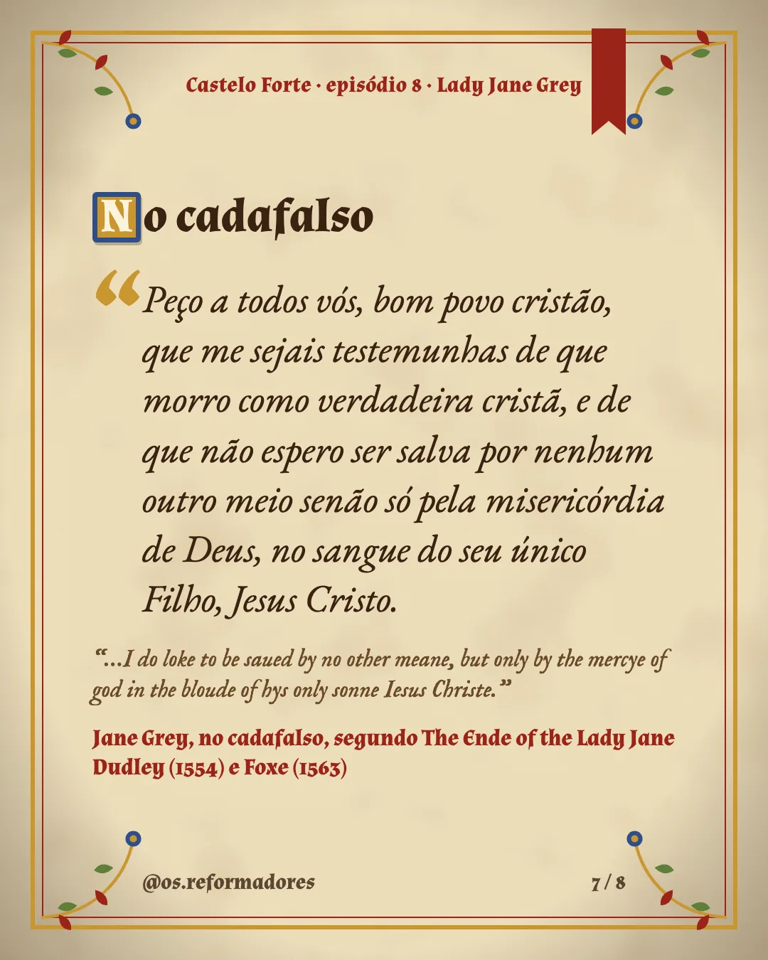 Cartão 7 do resumo de Lady Jane Grey