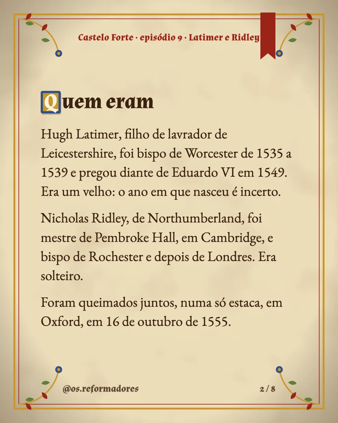 Cartão 2 do resumo de Latimer e Ridley