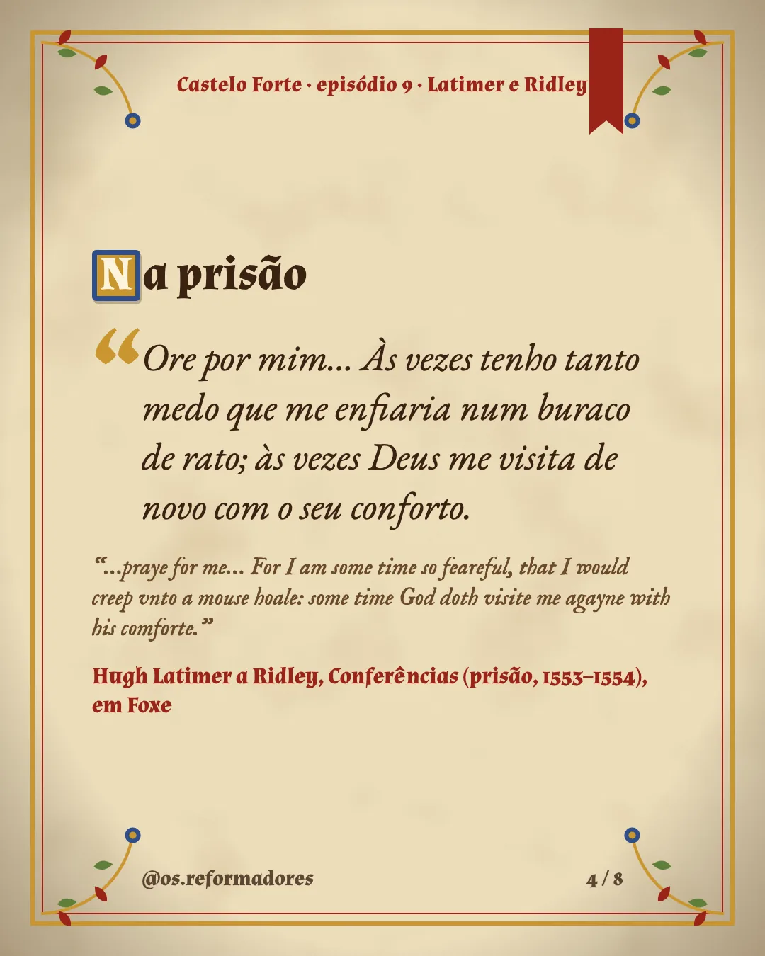Cartão 4 do resumo de Latimer e Ridley