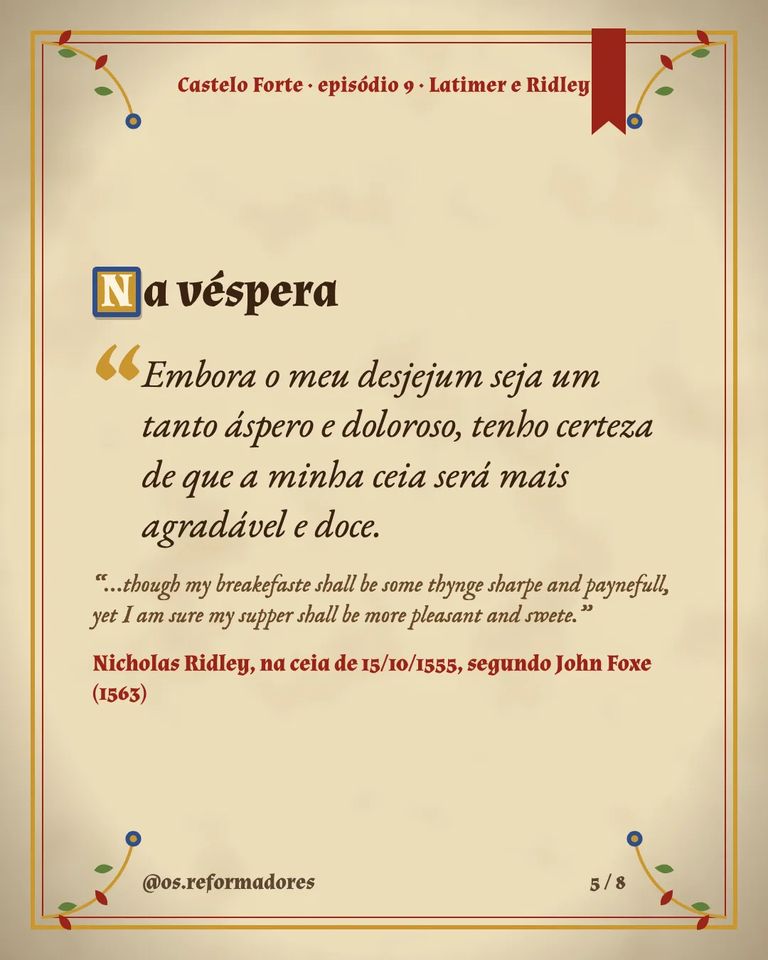 Cartão 5 do resumo de Latimer e Ridley