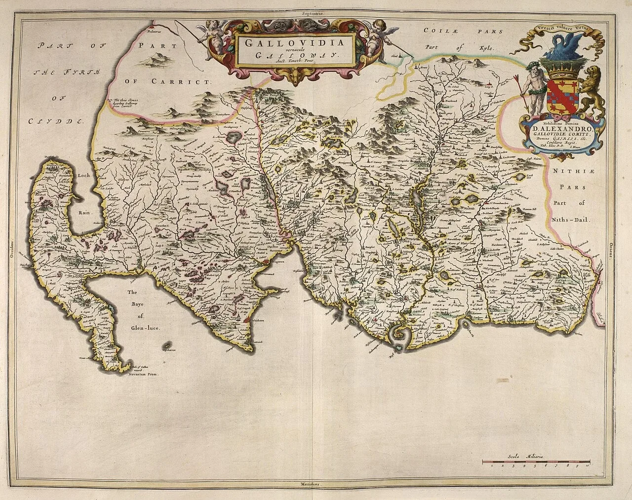 Joan Blaeu, Galloway, 1654 · National Library of Scotland · Domínio público.
