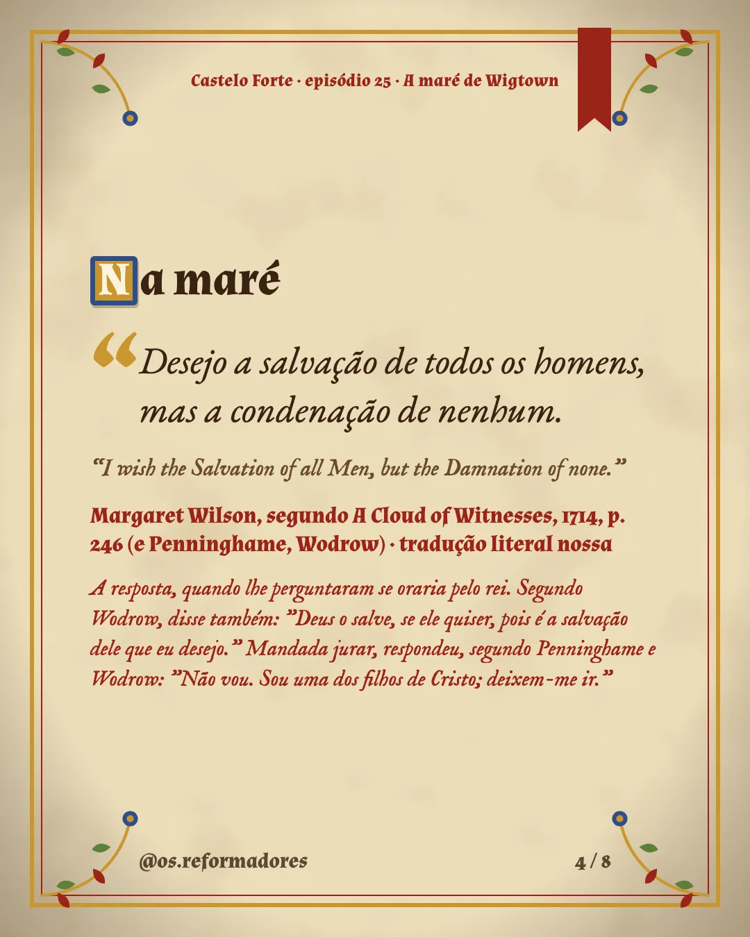Cartão 4 do resumo de A maré de Wigtown