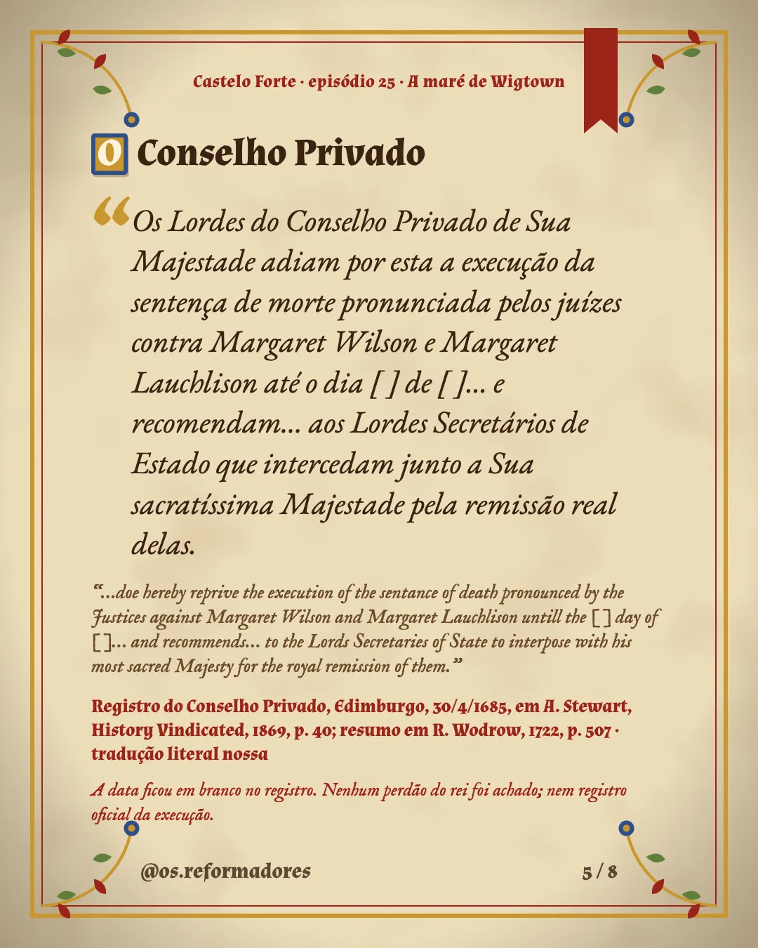 Cartão 5 do resumo de A maré de Wigtown