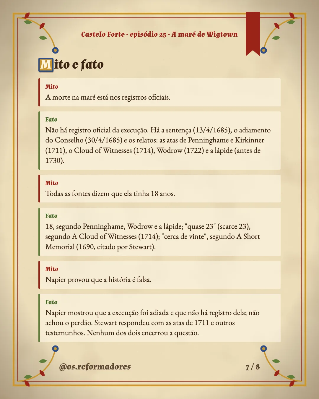 Cartão 7 do resumo de A maré de Wigtown