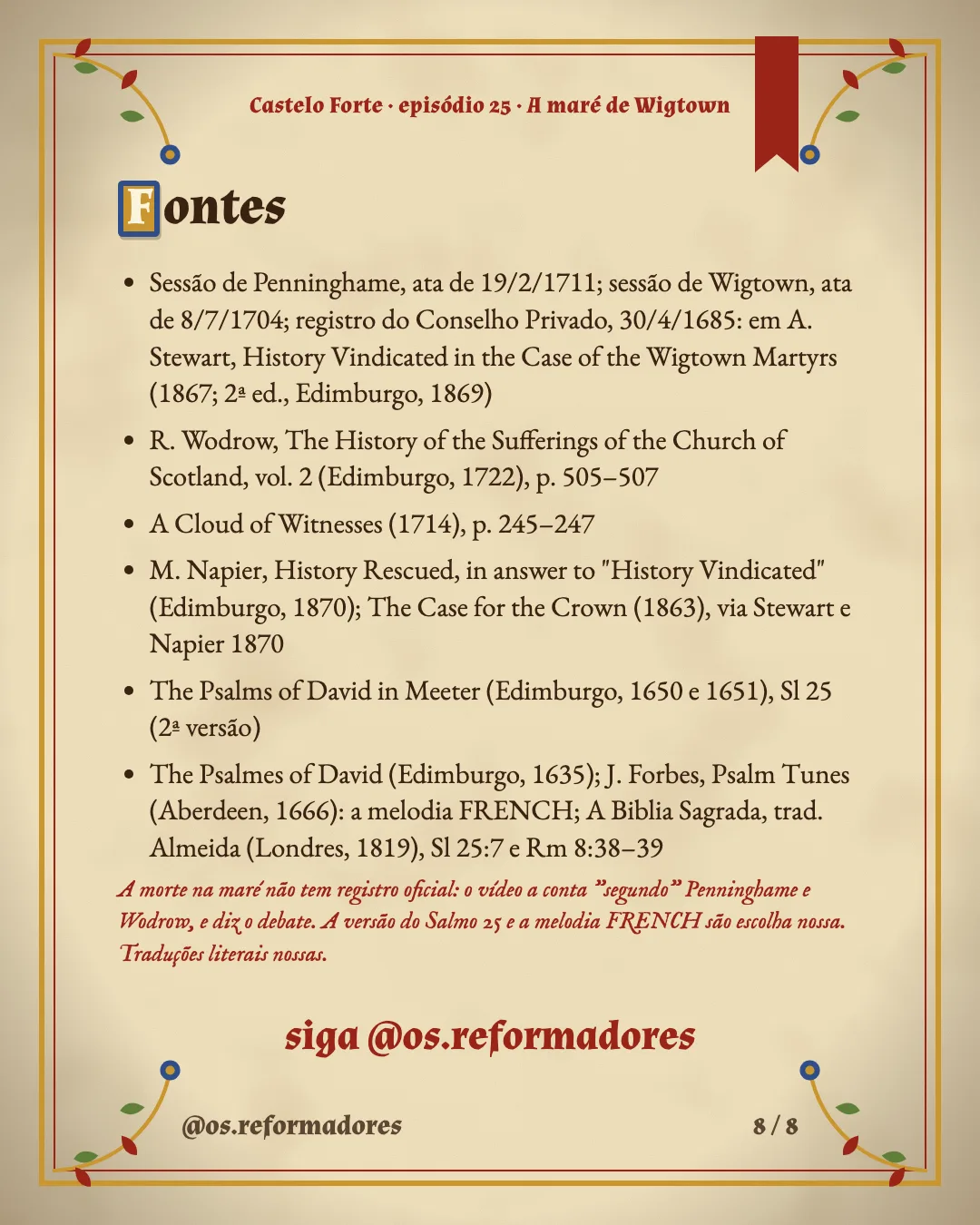 Cartão 8 do resumo de A maré de Wigtown