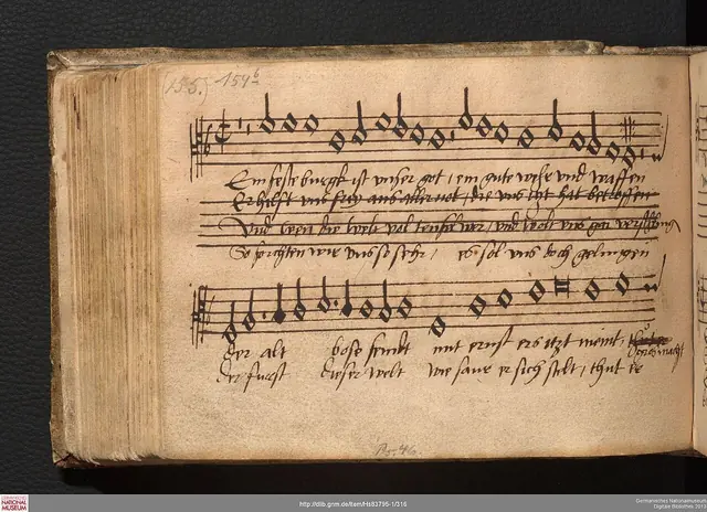 Ein feste Burg na cópia manuscrita de Johann Walter, c. 1530. Germanisches Nationalmuseum, Nuremberg. CC0.