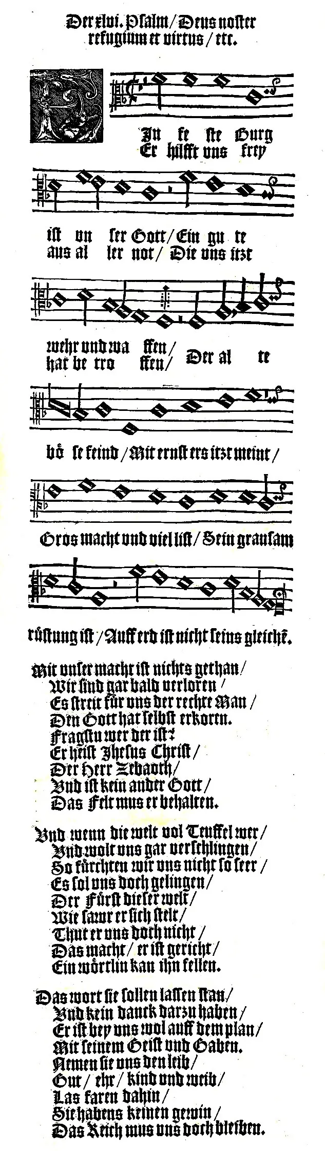 O hino no hinário de Spangenberg, Magdeburgo, 1545. Domínio público.