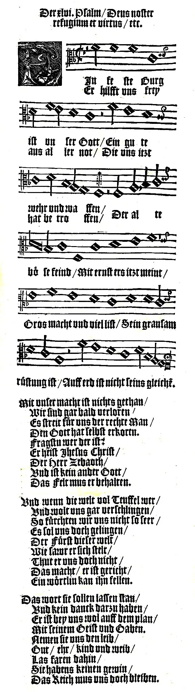 O hino no hinário de Spangenberg, Magdeburgo, 1545. Domínio público.