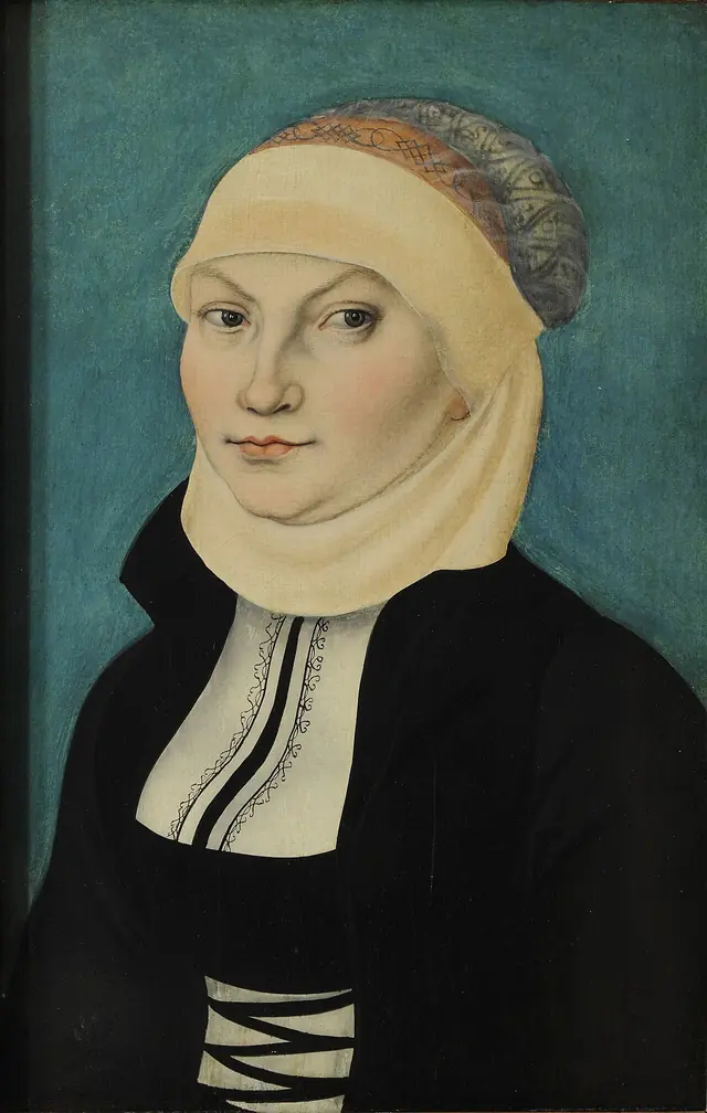 Lucas Cranach, o Velho, Catarina von Bora, 1528. Veste Coburg. Domínio público.