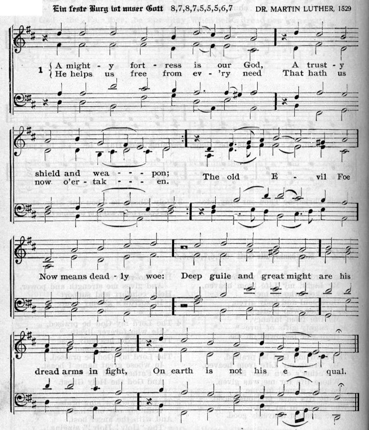 A melodia na forma rítmica do séc. XVI (transcrição moderna). Domínio público.