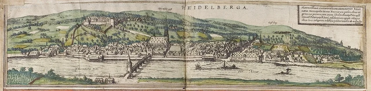 Heidelberg. Braun & Hogenberg, Civitates Orbis Terrarum, 1572 · UB Heidelberg · Domínio público.